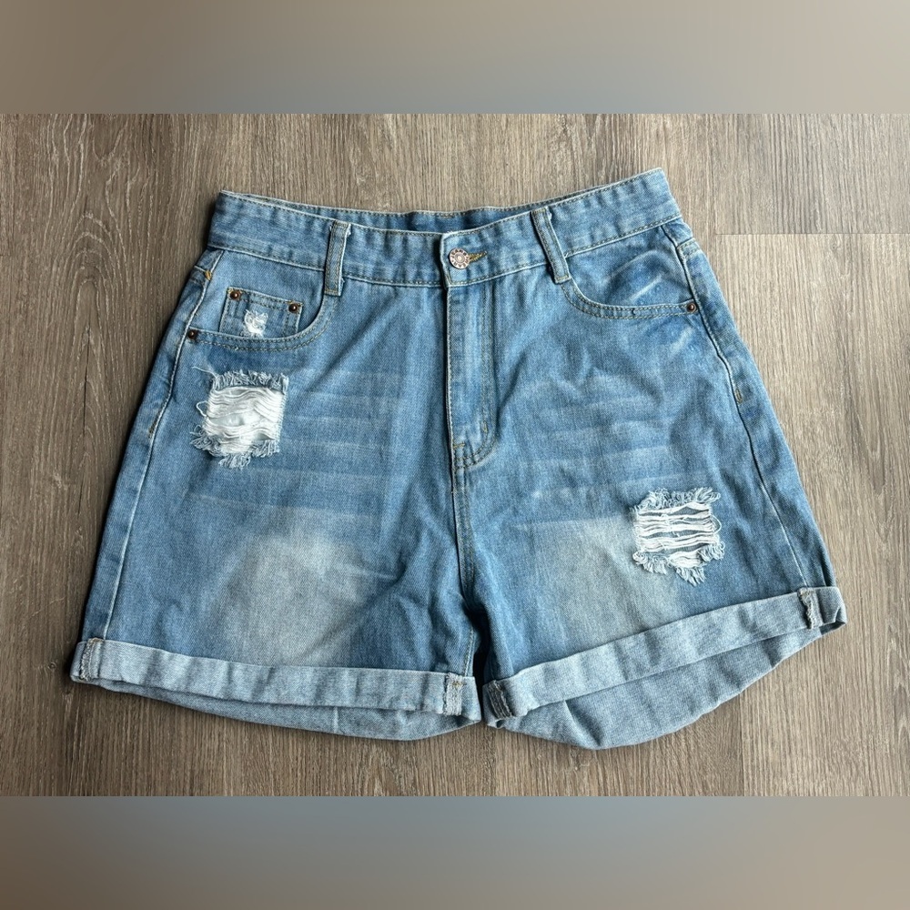 Jean Shorts Size Large Denim Distressed Women Shorts